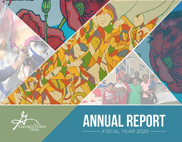 annual report fiscal year 2020 showing images of new murals in the city