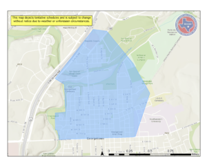 Map of Edwards Park mosquito spray area (subject to change)